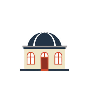 Flat illustration of a building with a dome