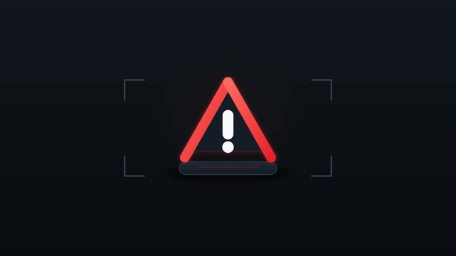 Minimal Red Warning Alert Icon Impact Animation on Dark Technology Interface Background