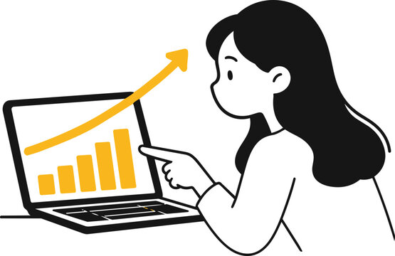 Business Analytics Laptop Illustration