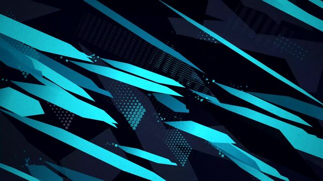 Abstract Animated Background with Dynamic Sharp Blue Geometric Lines and Halftone Patterns
