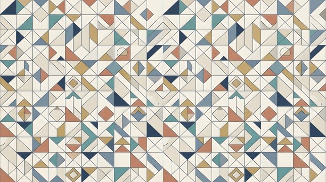 Geometrical pattern seamless background vector illustration with colorful triangles and shapes for interior design and fabric printing