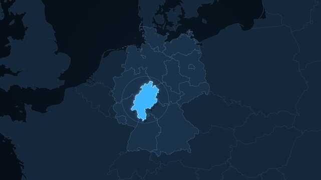Hesse highlighted on a map of Germany