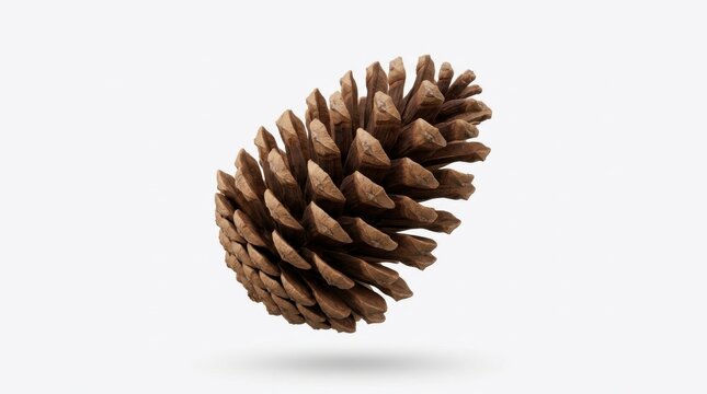 Single brown pine cone isolated on a white background for Christmas