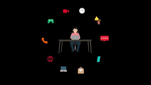 Animation of Digital Communication icons with alpha 