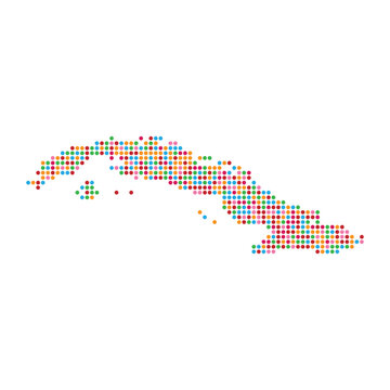 Cuba map vector illustration with colorful heart shaped dots pattern