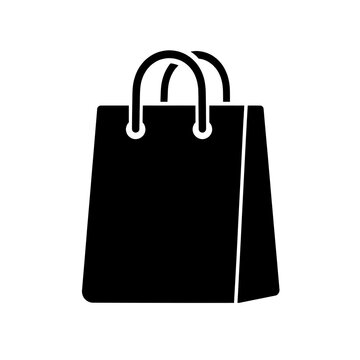 Black shopping bag with two handles icon illustration