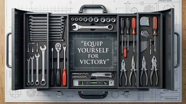 Open Toolbox Filled With Various Tools and Equipment, Ready for Work