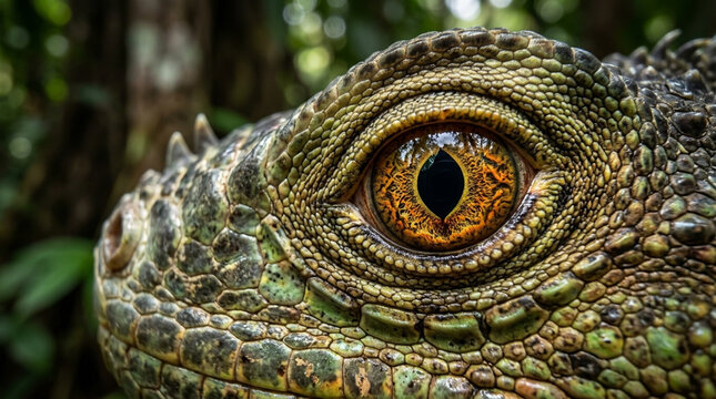 Close-up of Iguana Eye: Reptile Skin Texture, Wildlife Macro, Natural Detail