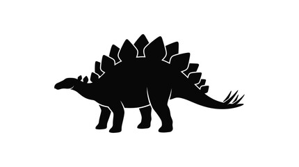 Stegosaurus dinosaur illustration features a solid black silhouette against a white background © Morsheda