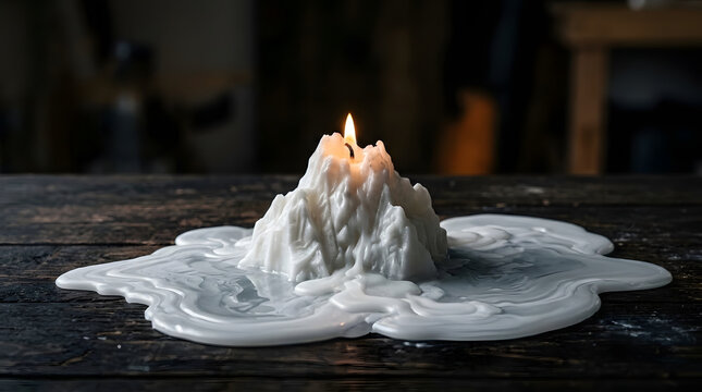Melting Iceberg Candle, Global Warming Concept