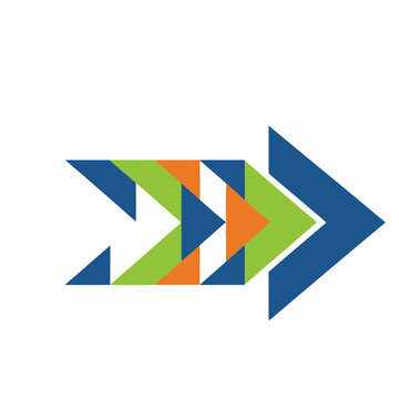 Abstract geometric arrow with colorful triangles