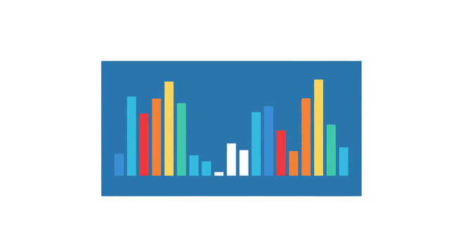 Colorful Bar Chart Infographic for Business Data Visualization and Analytics on Blue Background