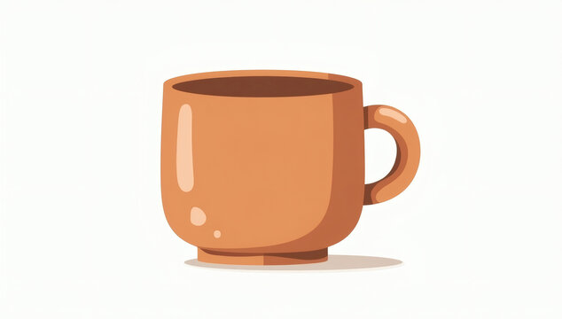 Brown ceramic coffee cup or tea mug flat vector illustration isolated on white background