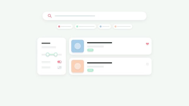 Minimalist Web Search Bar Animation with Suggestion Tags