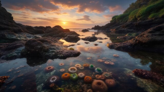 Tranquil coastal sunrise