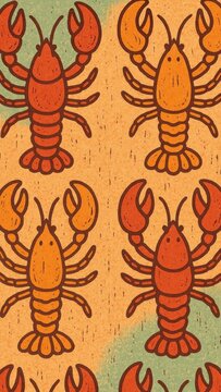 Vintage lobster pattern wallpaper for mobile