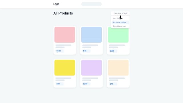 Ecommerce Product Grid User Interface Sorting Animation