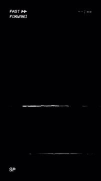 Vertical Old VHS Tape forward screen Analog TV on alpha channel. VHS rewind icon. 4K Resolution