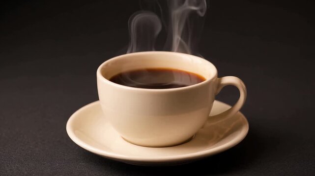 Cozy coffee cup on dark minimalist background