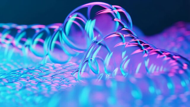 Neon cyan magenta macro bubbles sliding over foamy surface abstract background 60 FPS