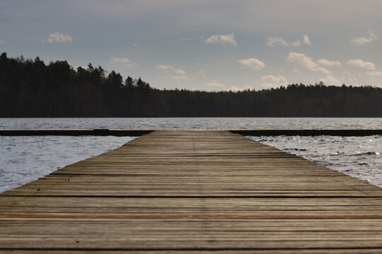An old wooden pier by the lake