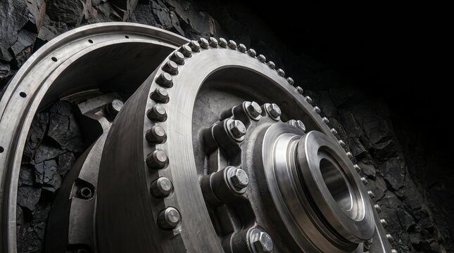 Heavy Duty Tungsten Carbide Roller Disc Cutter Mounted on Steel Cutterhead of Tunnel Boring Machine TBM in Subterranean Rock Excavation