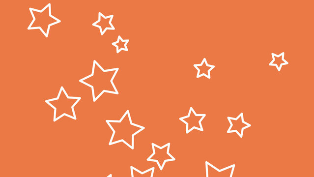 Seamless outline white stars pattern on orange background for modern abstract festive celebration wallpaper graphic illustration