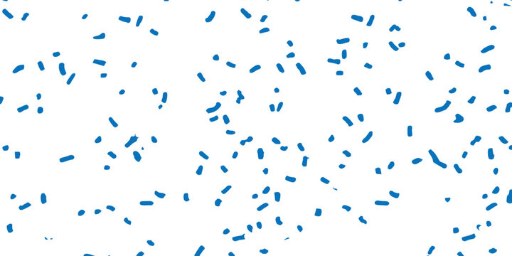Abstract random scattered blue dashed lines and fun sprinkles confetti pattern texture backdrop modern vector illustration.