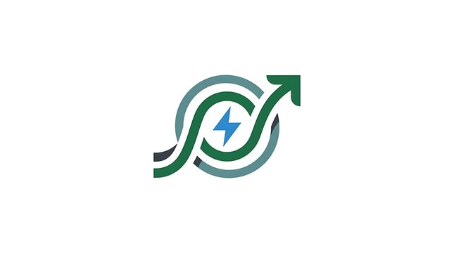 Sustainable mobility logo design with green arrow and electric bolt