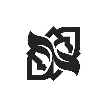 Minimalist abstract logo design featuring geometric leaf shapes on