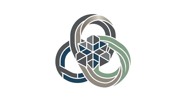 Minimalist abstract geometric logo design with interlocking circular