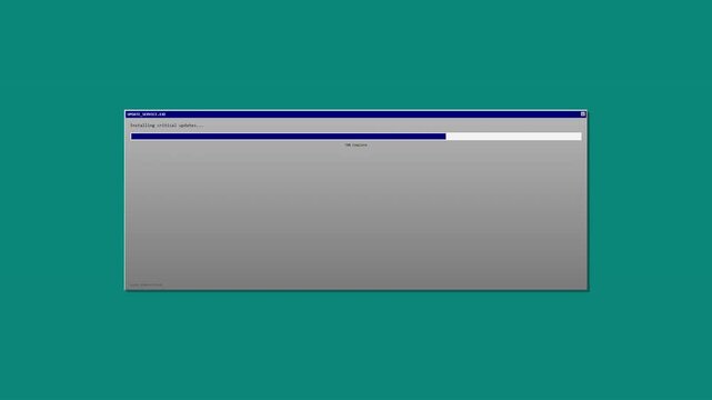 Vintage computer windows with progress bars on teal background