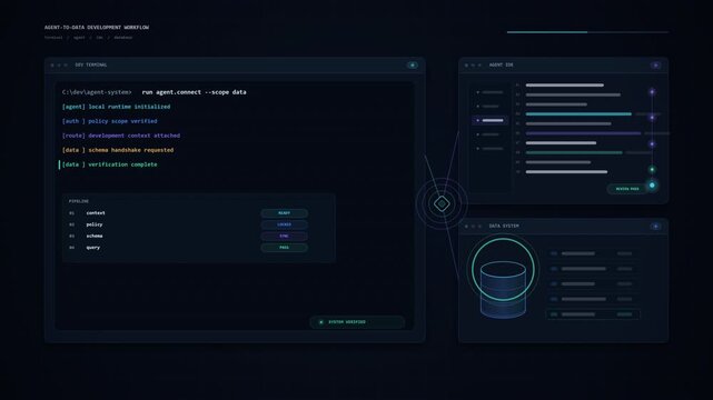 Futuristic Cyber Security Database Agent Control Terminal User Interface Screen