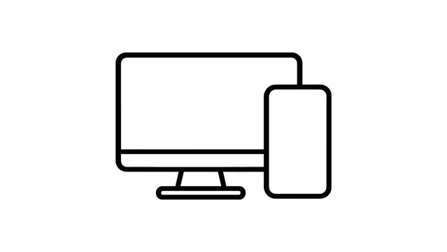 Computer monitor and smartphone screen design for responsive web layout icon.