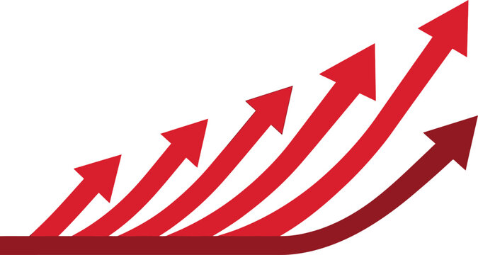 Business Growth Red Upward Arrow Graph Vector Illustration