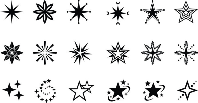 Decorative Sparkle Star and Twinkle Icon Collection