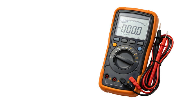 Precision digital multimeter with illuminated display showing zero reading, concept for electrical testing, power diagnostics, and smart grid integration