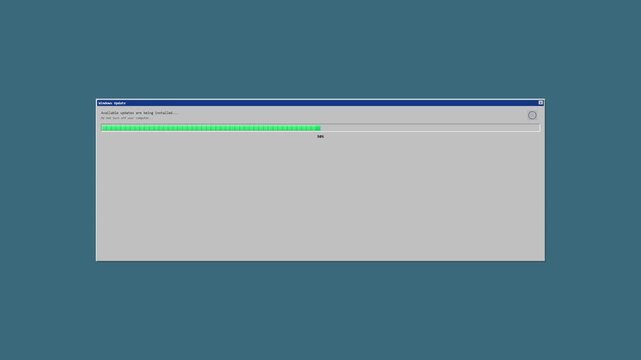 Retro operating system window showing green progress bar loading