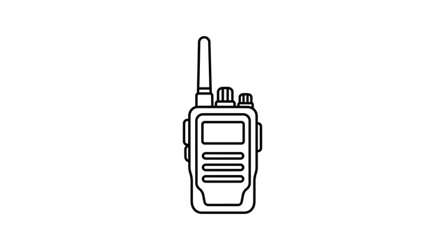 Walkie talkie radio transceiver outline icon vector on transparent.