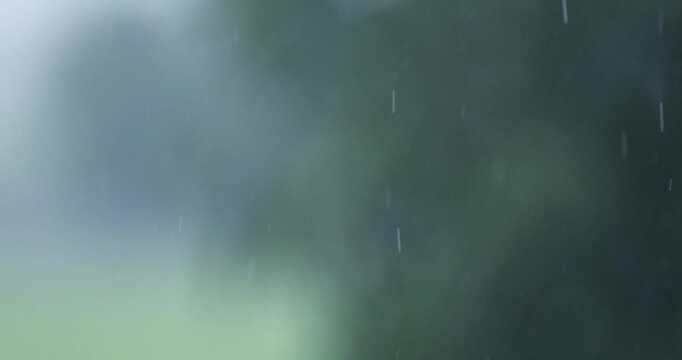 Abstract rain bokeh background with soft focus and falling raindrops. Blurred natural backdrop with copy space, ideal for banners, websites, presentations, and creative design