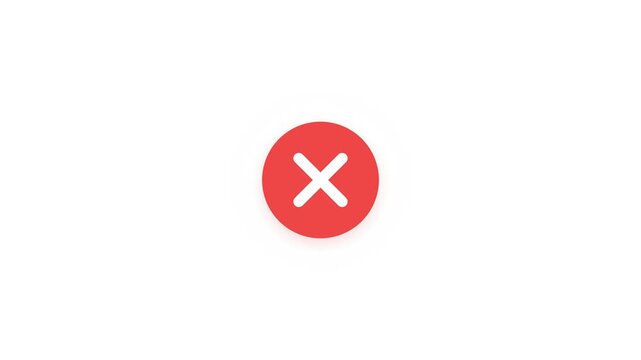 Minimal red error / access denied cross icon animation designed for SaaS interfaces, cybersecurity, UX presentations, and failure states. Features a clean pop-in, aggressive horizontal shake (denial m