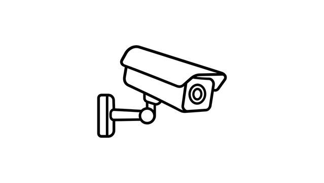 Security camera icon black outline surveillance system vector illustration.