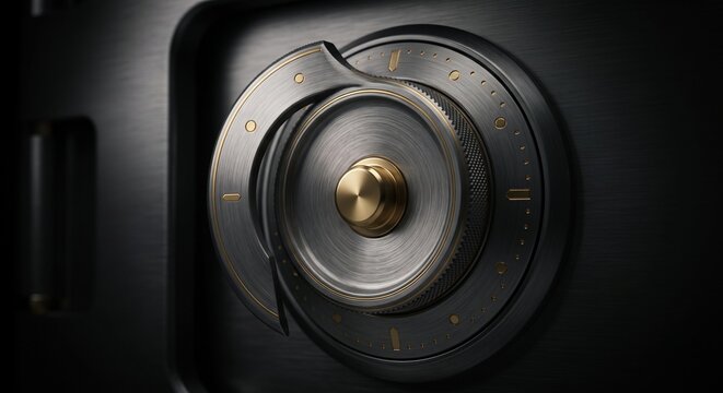 Dark Matte Metallic Safe Vault Dial for Confidential Corporate Assets and High-Security Financial Concepts