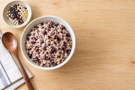 Korean japgokbap multigrain rice with black rice and red beans
