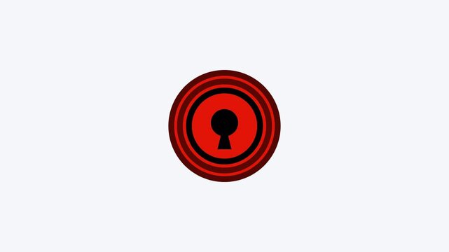 Keyhole security icon set, glowing circle lock symbol on black background