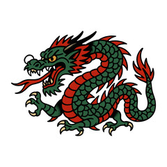 Fototapeta premium PNG Fierce mythical dragon illustration.