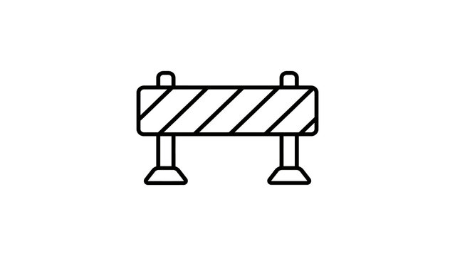 Outline of road barrier construction sign on transparent grid background.