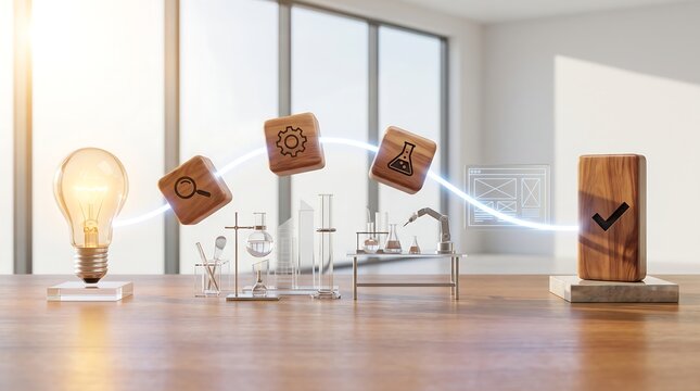 Conceptual image of a light bulb sparking ideas that transform into a successful business plan