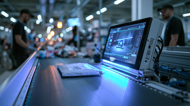 Conveyor Belt Scanning Parcels in Automated Logistics Warehouse