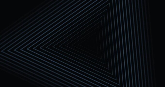 Seamless loop Abstract dark background with an endless, looping animation of a triangular tunnel. Thin neon glowing lines create a hypnotic, futuristic corridor for a captivating visual effect